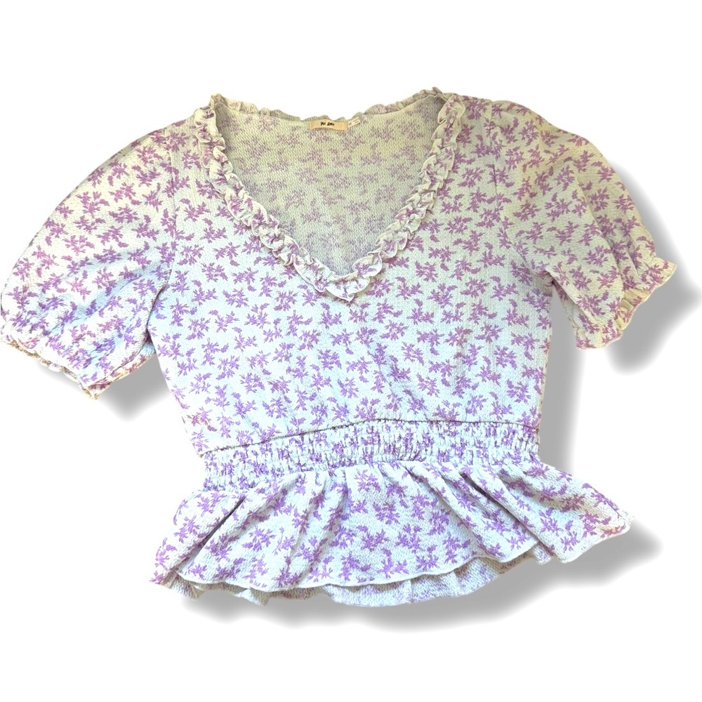 Mi Ami Francesca's - Women's Purple/White Floral Top (M)‎ EUC